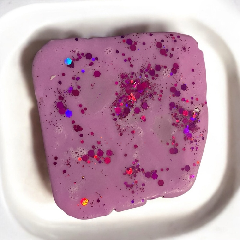LILAC handmade soap 4x3 inch 4oz soap shea butter & coconut oil with real flower - Picture 2 of 2